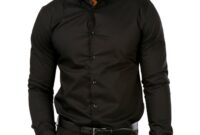 Mens black long sleeve dress shirts