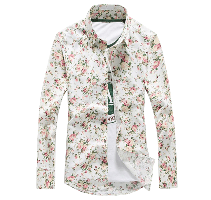 Mens pink floral dress shirt